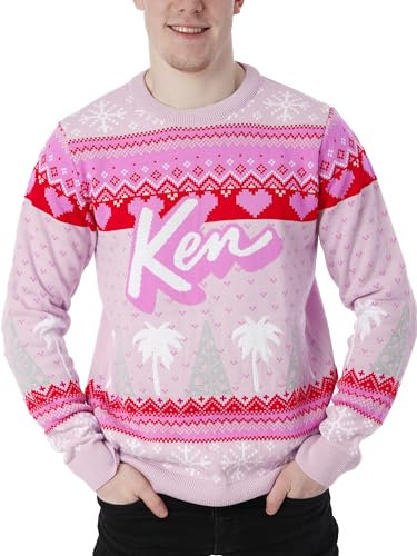Barbie Christmas Jumper | Ken Christmas Jumper For Men | Ken Clothes for Men | Pink | Large