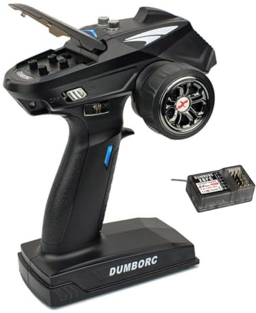 DUMBORC X6 RC-Sender mit Eingebauter Gyro X6FG Alarm für geringen Stromverbrauch und außer Kontrolle geratenen Schutz Funksteuerung für Fernbedienung im gemischten Modus für Auto/Boot/Tank (X6 W/GYRO)