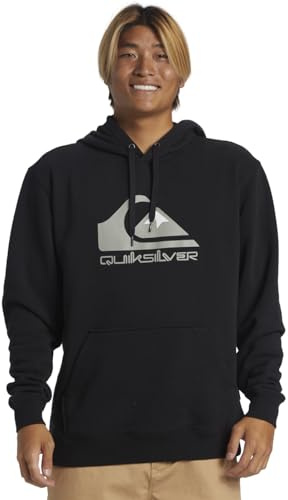 Quiksilver Men's Big Logo Hoodie Pullover Sweater, Black, XXL