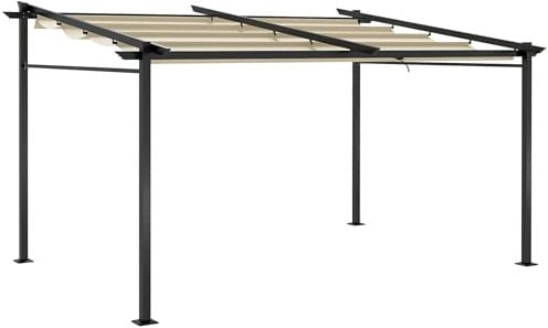 Pérgola Outsunny con Cubierta corredera retráctil Estructura metálica epoxi anticorrosión de 4 x 3 m Cubierta de poliéster de Alta Densidad 180 g/m² Incluido Beige