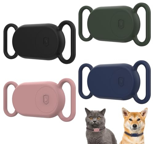 4 Stück Silikonhülle kompatibel,Locator Anti-Verlust-Schutzhülle,GPS-Tracking-Zubehör für Samsung Smart Tag 2 für Hunde und Katzenhalsbänder(Schwarz/Blau/Grün/Rosa)