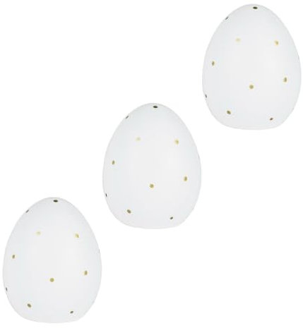 Deko Eier Figuren 3 Stück aus Porzellan zu Ostern - Ostereier in weiß als Frühlingsdeko, Osterdeko, skandinavische Deko für Innen - Osterdekoration modern fürs Wohnzimmer, Osternest, Zimmer Dekoration