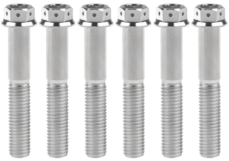 6 Stück Titanbolzen M10 x 20~90mm Flansch Sechskantschraube Steigung 1,25/1,5mm, Titan, M10 1.5Pitch, 35mm