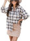 Timuspo Blusenshirt Damen Flanellhemd Kariertes Hemdbluse Langarm Karo Oberteile Frauen Kleidung Casual Travel Outfit Khaki M