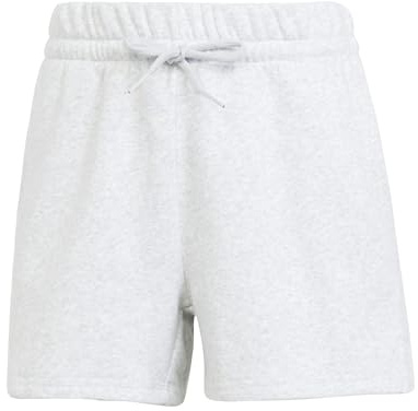 adidas Damen Essentials Small Logo Feel Cozy Shorts, Light Grey Heather/White, XL
