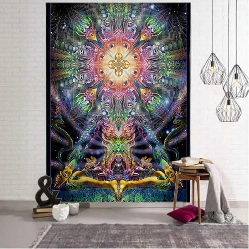 SEIBES Meditations-Wandteppich mit sieben Chakren, psychedelische Buddha-Wanddekoration, Mandala-Wandteppich, Hexerei, Hippie, Boho, Heimdekoration, Yoga-Matte, 90 x 60 cm