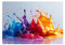 WIKEO Bleu,jaune Abstrait Tableau Boho, Couleur Peinture Splash Abstrait Nordique Minimaliste Moderne Decoration Murale Chambre Salle De Bain Cuisine Bureau-120x160cm Sans cadre