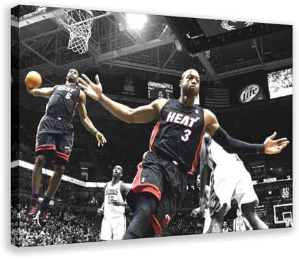HACERR James Lebron, Dwayne Wade, bedruckbares Poster, Leinwandposter, Wandkunst, Dekordruck, Bild, Gemälde für Wohnzimmer, Schlafzimmer, Dekoration, 50 x 75 cm