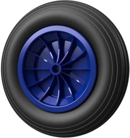 1 x Luftrad Ø 370 mm 3.50-8 Gleitlager Schubkarrenrad Reifen, schwarz/blau