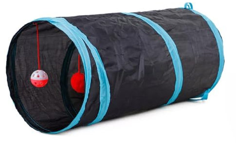 Flero Katzentunnel in gerader Form für Katzen, Kätzchen, Welpen, Kaninchen und andere Kleintiere (Blau)