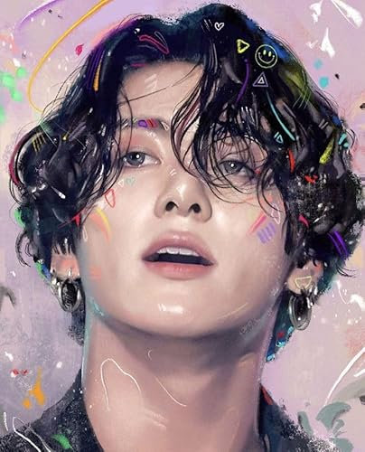 TMXON 5D-Diamant-Malerei-Set zum Selbermachen für Erwachsene und Kinder, BTS, runde Diamant-Stickerei-Sets, Kristall-Strass-Bilder, Kunsthandwerk, Heim-Wanddekoration, 30 x 40 cm