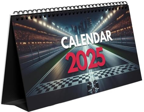 Formel 1 Kalender 2025, F1 Tischkalender, Rennkalender, Terminplaner, Wochenplaner, Terminkalender, für Desktop, Wand, Schule, Zuhause, Büro, 12 Monats-Planer (Schwarz)