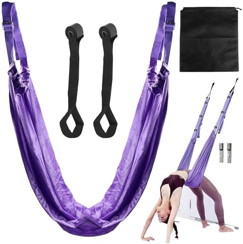 Tkxjry Sangle de Yoga Pour Étiremen, Bande d'Exercice Pour Jambes, Serviette De Yoga Aérienne, Hamac De Aérien Balançoire, Pour Ballet, Pilates, Gymnastique, Capacité de 150kg