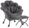 SESHINELL Blütenförmiger Relaxsessel mit Hocker, Loungesessel mit Metallrahmen, Lesesessel für Wohnzimmer, Schlafzimmer, Ankleidezimmer, Dunkelgrau
