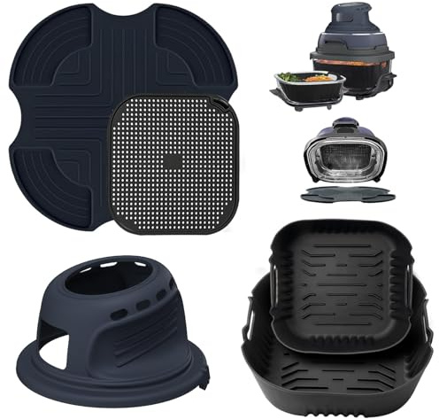 5 Stück Airfryer Zubehör Silikon für Ninja CRISPi FN101EU | Heißluftfritteuse Zubehör BPA-Frei Airfryer Silikonform+ Spritzschutz + Silikonmatten + Schutzhülle für Ninja Crispi FN101EU