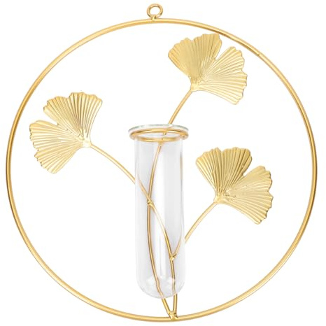 VICASKY Wandvase Glas mit Metallständer Dekorative Hydroponik pflanzenhalterung für Wohnzimmer Büro und Transparente Blumentopf deko für Sukkulenten Farne Kakteen Stilvolle Wanddekoration