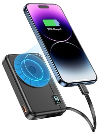 Power Bank Magnetico - Compatibile con iPhone 17 16 15 14 13 12 Series Caricabatterie Wireless 10000mAh Powerbank Portatile Caricabatterie Rapido Batteria Esterna Moscsaz
