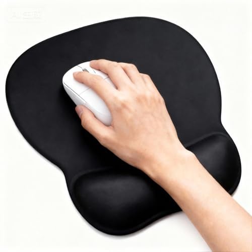 Wugauwor Tappetino Mouse Ergonomico con Poggiapolsi, Cuscino in Gel Schiuma a Memoria & Base Antiscivolo, Tappeto Mouse Grande Impermeabile per Ufficio e Gaming, 24x20.5cm, Tappetino Scrivania Nero