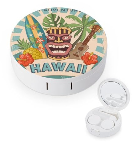 fkgvwo Contact Lens Case Hawaiian Party Contact Lens Box Travel Kit Portable for Travel & Home