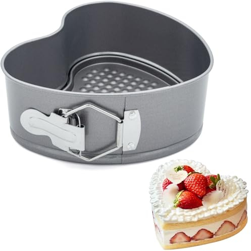 Molde Desmontable,17 cm Molde Tarta Desmontable,Molde Pan en forma de corazón,Molde Tarta con revestimiento antiadherente inferior extraíble,Moldes Reposteria,Apto para pasteles,pizzas y panqueques
