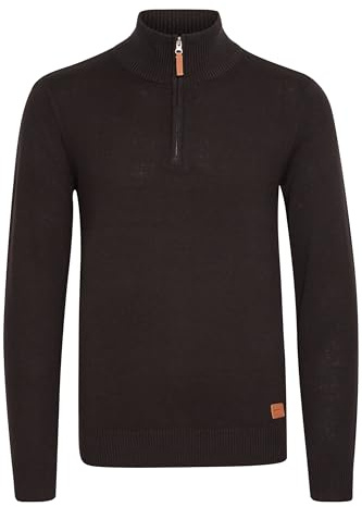 Blend BHRobin Herren Strickpullover Troyer Feinstrick Pullover mit Troyerkragen Rippbündchen Baumwollmischung Regular fit, Größe:S, Farbe:Black (70155)