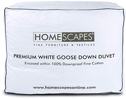 HOMESCAPES King Size Duvet 13.5 Tog, Luxury Ethical White Goose Down Quilt, Anti Allergy 100% Cotton Cover Down-Proof Winter Bed Duvets, Washable, RDS & OEKO-TEX Certified