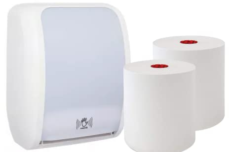 Blanc HYGIENIC Set: Handtuchrollenspender Sensor, berührungslos, Blanc Cosmos 2 Handtuchrollen Premium TAD - PRODUKTSET Farbe Weiß
