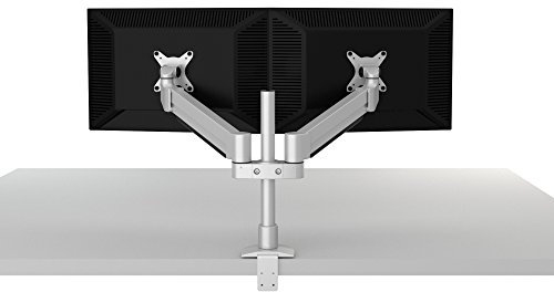 ThingyClub Gas Spring Dual LCD Arm Desk VESA Bracket & Monitor Arm Stand for 10-27 Screens: Tilt up 90° /down 85°, Swivel left/right 180°, 360° Rotation (CDT200)