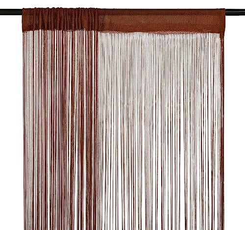 vidaXL 2X Rideau en Fils Séparateur de Pièce Rideau de Porte Rideau de Fenêtre Vitrine Salon Salle de Séjour Chambre Intérieur 100x250 cm Marron
