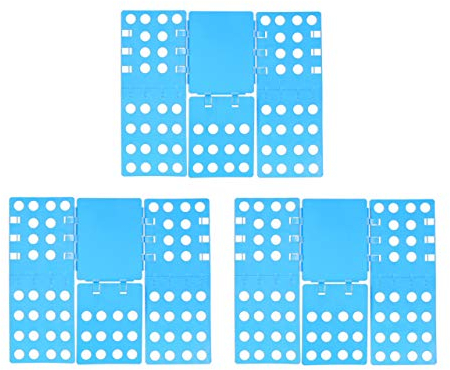 Relaxdays 3X Wäschefalter 3. Generation, klappbar, Faltbrett für Shirts, Hemden, flexibel, Flip, Fold, B x T: 68 x 57 cm, blau