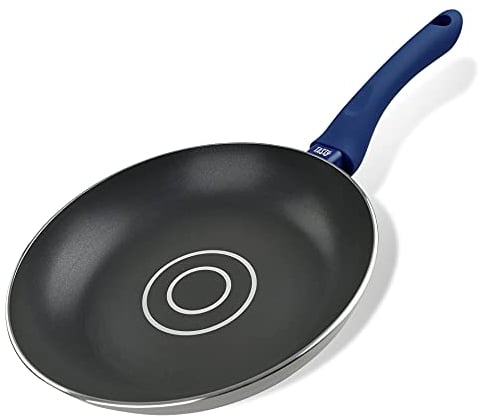 Tasty Antihaft-Bratpfanne mit Öldosiersystem 24x4,5cm – Gepresstes Aluminium, Kratzfest, Ideal für Induktion & Alle Herdarten, Grau/Blau