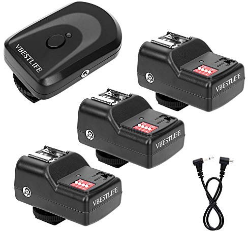 Mugast 16 Canali Set di Trigger per Flash Wireless, 431MHZ Speedlite Studio con 1 Trasmettitore / 3 Ricevitori / 1 Cavo di Sincronizzazione per Canon per Nikon per per Pentax,