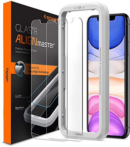 Spigen AlignMaster Tempered Glass Screen Protector for iPhone 11 and iPhone XR - 2 Pack