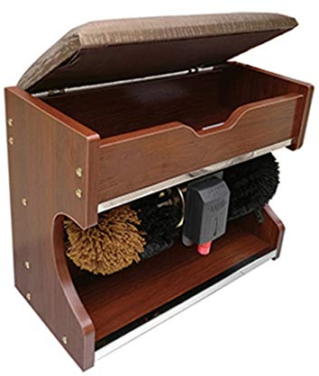 Cireuse à chaussures Cireuse À Chaussures À Induction Brosse À Chaussures Souple Hemisphere Boîte de Rangement Avec Couvercle Rabattable Matériaux En Bois Respectueux de L'environnement pour Le Bureau