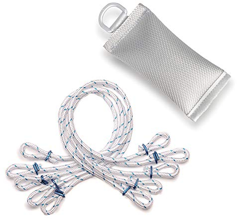 FLAGLY Set di attacchi per Bandiere e aste per Bandiere Premium - 1x Peso per Bandiere da 400 Grammi + 5X imbracature per Bandiere Senza sonagli (400 g / 5X Corde)