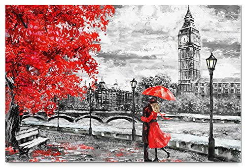 BilderKing Schönes Acrylglasverbund-Bild 90x60cm London. EIN Elegantes, modernes 8mm Acrylbild gemalt für Wohnzimmer, Schlafzimmer, Flur, Küche. Mit Befestigung für schwebende Optik