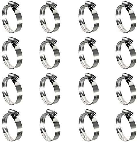 15 Stück Edelstahl-Schlauchschellen, 2,5 cm bis 5,1 cm Schneckengetriebe Metall Schlauchschellen für Rohr, Trocknerreparatur, Rohre und Kraftstoffleitung