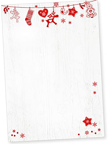 Julfest 50 Blatt Briefpapier Weihnachten A4, Weihnachtsbriefpapier nordisch, schwedisch