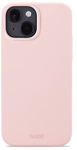 holdit Silikonhülle iPhone 14/13-0,8mm Ultra dünn Handyhülle Silikon - Trendy Slim Silicone case mit Voller Schutz (erhöhte Kante für Kameraschutz) - Blush Pink