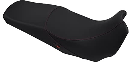 Sitzbankbezug kompatibel mit Yamaha TDM 900 2002-2011 schwarz mit roten Nähten