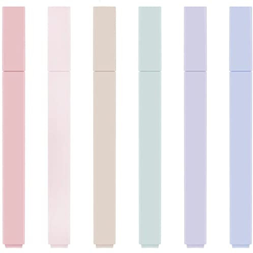 Hmeuest Pastel Highlighter, Mild Colours Highlighters Pens, Aesthetic Cute Highlighters No Bleed Dry Fast, for Bible, School Supplies, 6 Pack
