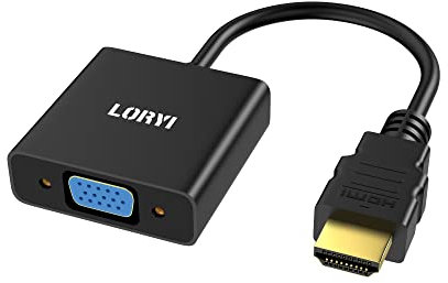 Loryi Adaptador HDMI a VGA, adaptador HDMI macho a VGA hembra 1080P a 60Hz, compatible con computadora, escritorio, laptop, PC, monitor, proyector, HDTV, Chromebook, Raspberry Pi, Roku, Xbox y más