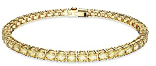 Swarovski Matrix Tennisarmband Gold aus Edelstahl Zirkonia Kristallen in der Farbe Weiß, Größe M, 5648933