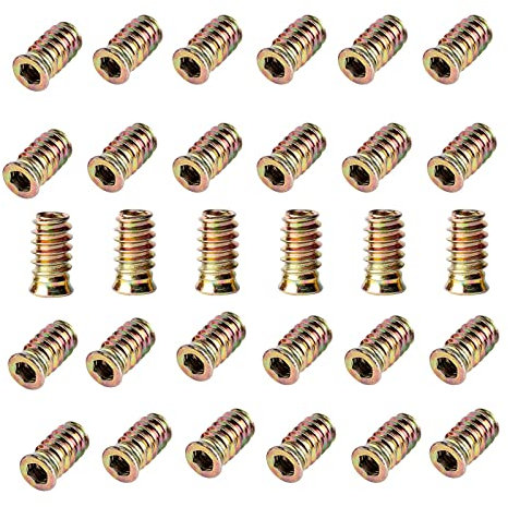 YiYFiT M6 x 20 mm, dadi filettati per mobili, 30 dadi filettati in lega di zinco per bulloni, per mobili in legno