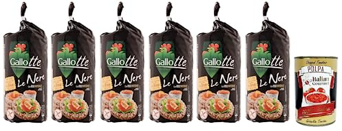 Italian Gourmet Gallotte Le Nere gallette riso nero mais Waffel 6 x 100g | Croccanti Vollkornwaffeln con schwarzem Korn, leggere e pratiche für Pause, Gesamtnettogewicht 600 g + Kostenlos Polpa 400g