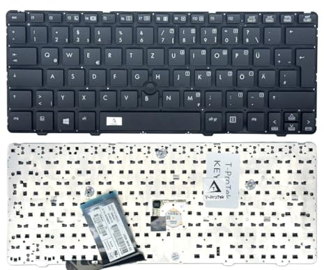 T-ProTek DEUTSCHE - Tastatur Schwarz mit Trackpoint ohne Rahmen kompatibel für HP EliteBook 2560p