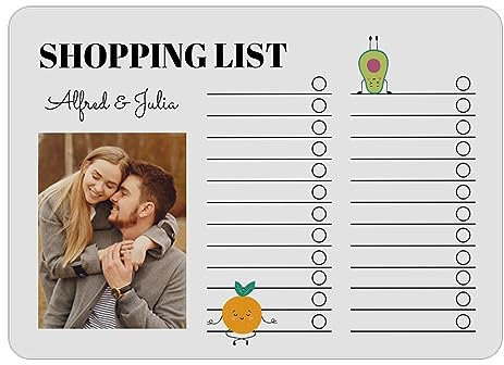 Wanapix | personalisiert Magnettafel mit Foto und Text | mit 2 magnetischen Markern mit Radiergummi | Memoboard magnetisch | Lange Haltbarkeit | 36x25 cm | Einkaufsliste