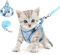 Brifit Katzengeschirr, Katzen Geschirrset Ausbruchsicher mit Reflektierenden Streifen, Verstellbar Cat Harness mit Leine 150cm, Katzen Geschirr für Kleine Kitten Hunde [Blau XXS] für 4,41-6,61 lb Pet