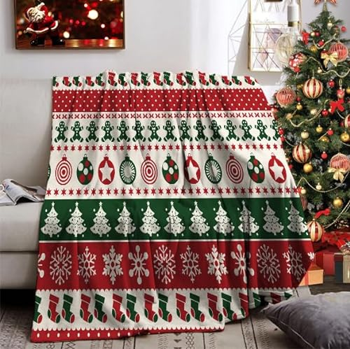 Weihnachts Kuscheldecke, Sofa Decke Weihnachten, Weiche Warme Winter Fleecedecke Weihnachten für Erwachsene (A, 130x150cm)