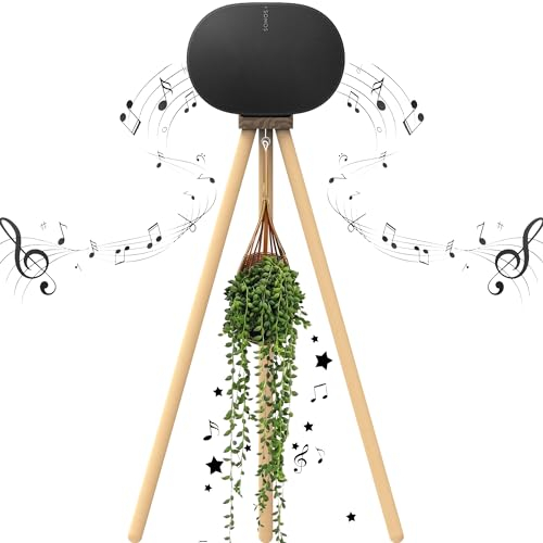 HOOKMEMO Black Walnut Wood Stand Compatible with Sonos Era 300 can be Raised Era 300 Speaker to 40.1 inches, (Walnut+Beech+33inch high+Cable Channel)